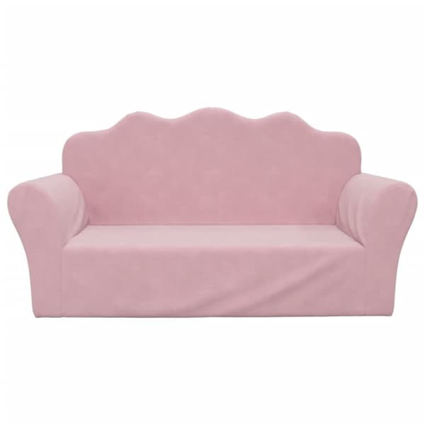Barnsoffa 2-sits rosa mjuk plysch