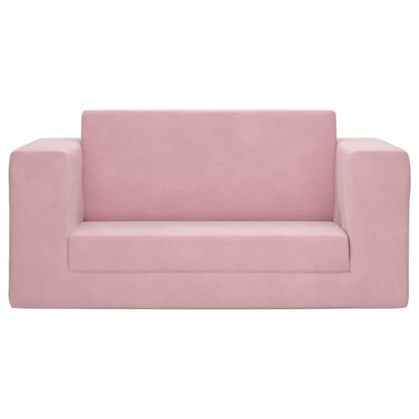 Bäddsoffa för barn 2-sits rosa mjuk plysch