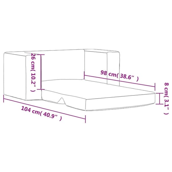Bäddsoffa för barn 2-sits rosa mjuk plysch