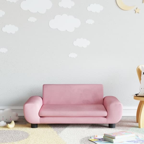 sofa til børn 70x45x33 cm velour lyserød
