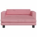 Miniatyrbild 3 av 10: Barnsoffa med fotpall rosa 100x50x30 cm sammet