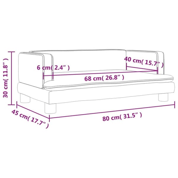 Barnsoffa mörkgrå 80x45x30 cm sammet