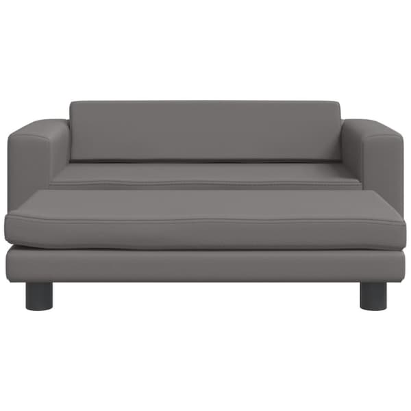 Barnsoffa med fotpall grå 100x50x30 cm konstläder