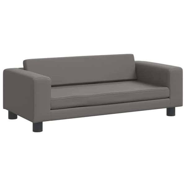 Barnsoffa med fotpall grå 100x50x30 cm konstläder