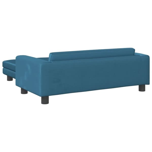Barnsoffa med fotpall blå 100x50x30 cm sammet