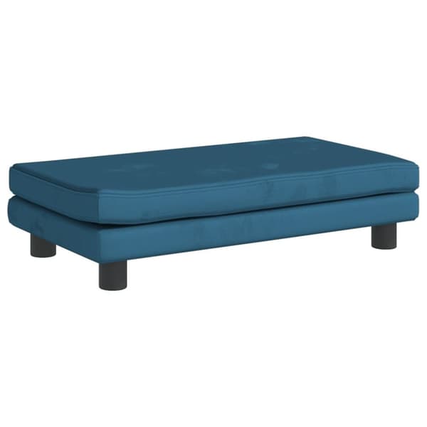 Barnsoffa med fotpall blå 100x50x30 cm sammet