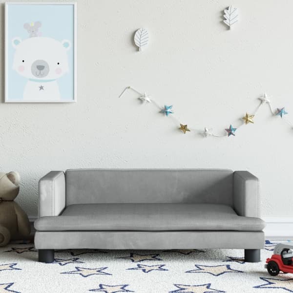 sofa til børn 80x45x30 cm velour lysegrå