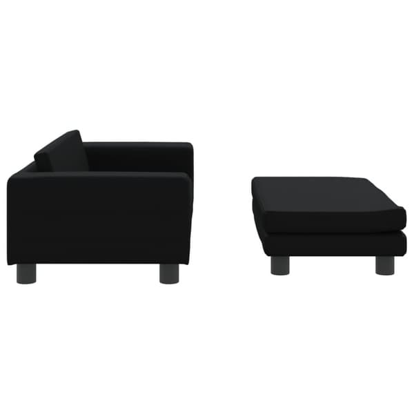 Barnsoffa med fotpall svart 100x50x30 cm sammet