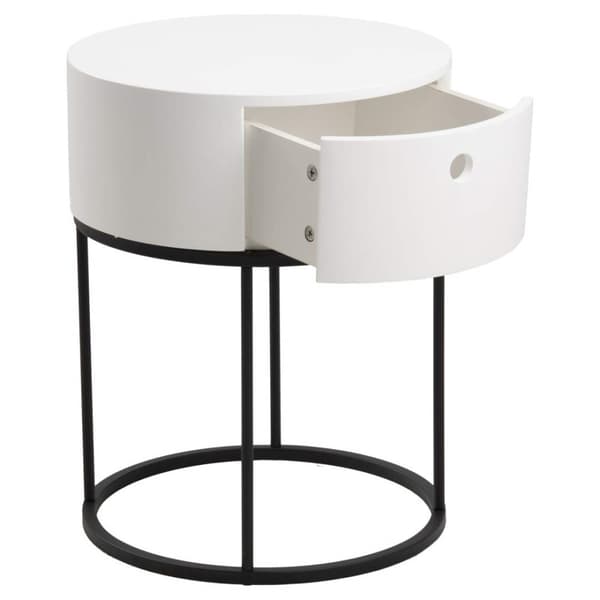 Polo natbord Ø40cm 1 skuffe hvid.