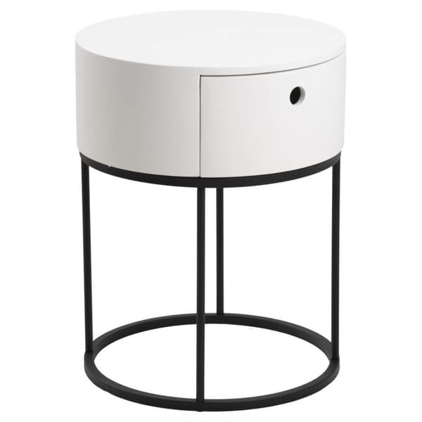 Polo natbord Ø40cm 1 skuffe hvid.
