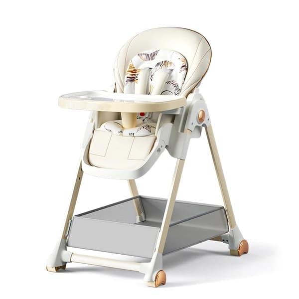 Barnmatstol, hopfällbar design, matbricka, KHAKI