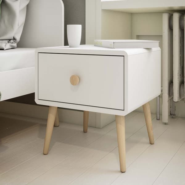 Gaia natbord 2 stk. med 1 skuffe hvid.