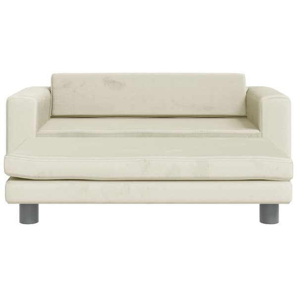 Barnsoffa med fotpall gräddvit 100x50x30 cm sammet