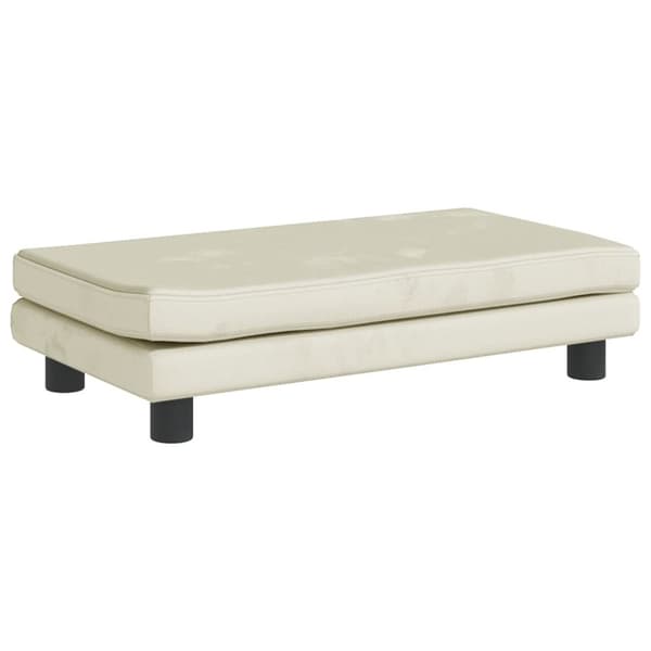 Barnsoffa med fotpall gräddvit 100x50x30 cm sammet