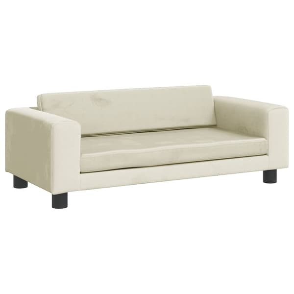 Barnsoffa med fotpall gräddvit 100x50x30 cm sammet