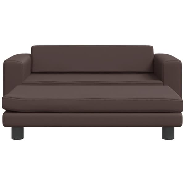 Barnsoffa med fotpall brun 100x50x30 cm konstläder
