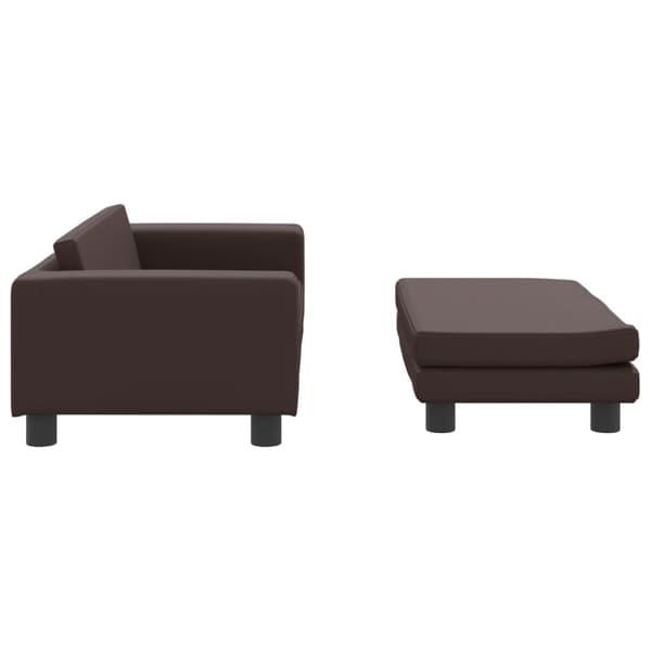 Barnsoffa med fotpall brun 100x50x30 cm konstläder
