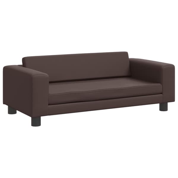 Barnsoffa med fotpall brun 100x50x30 cm konstläder