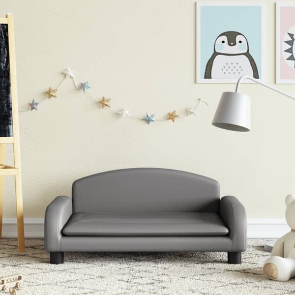 sofa til børn 70x45x30 cm kunstlæder grå