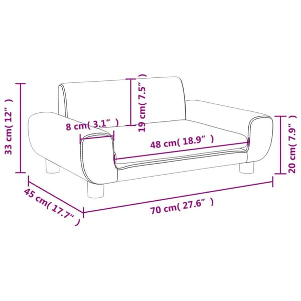 sofa til børn 70x45x33 cm velour brun