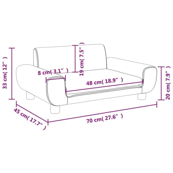 sofa til børn 70x45x33 cm velour cremefarvet