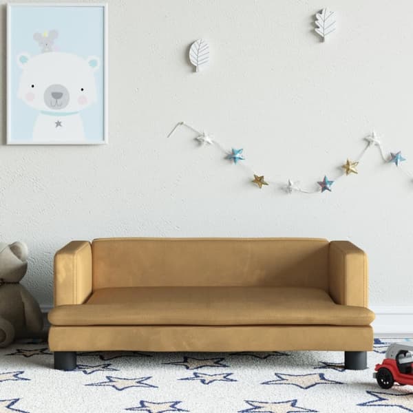 Barnsoffa brun 80x45x30 cm sammet