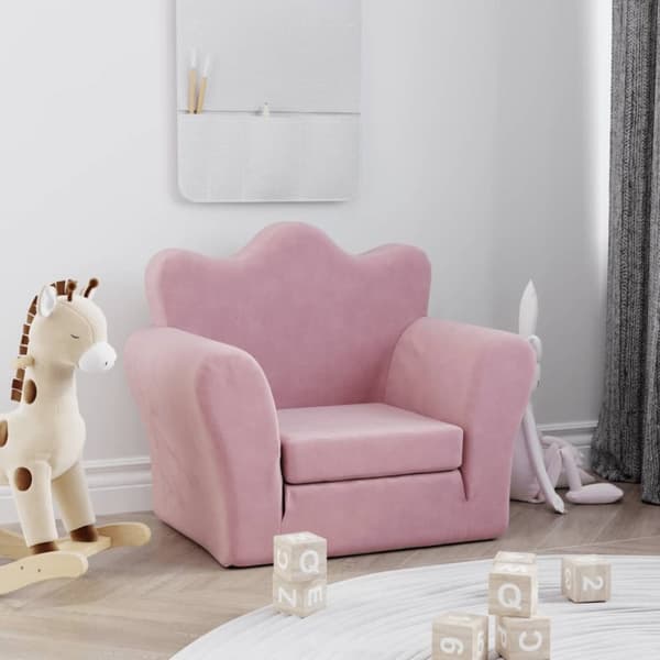 Bäddsoffa för barn rosa mjuk plysch