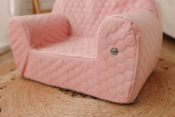 Babyfåtölj Dirty Pink Quilted Velvet Honeycomb