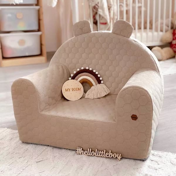 Babysæde Lys Beige Velvet Honeycomb