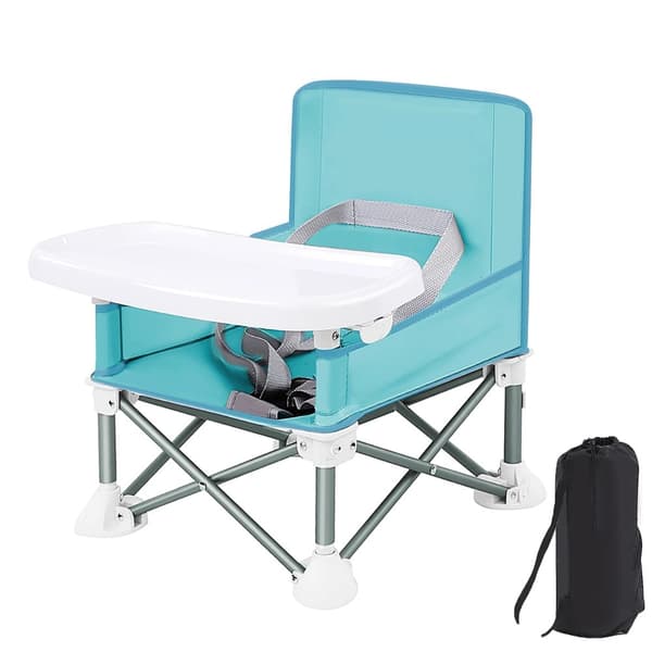 Bærbar Baby Stol, Sammenklappeligt Design, Aftagelig Spisetallerken,Lys blå