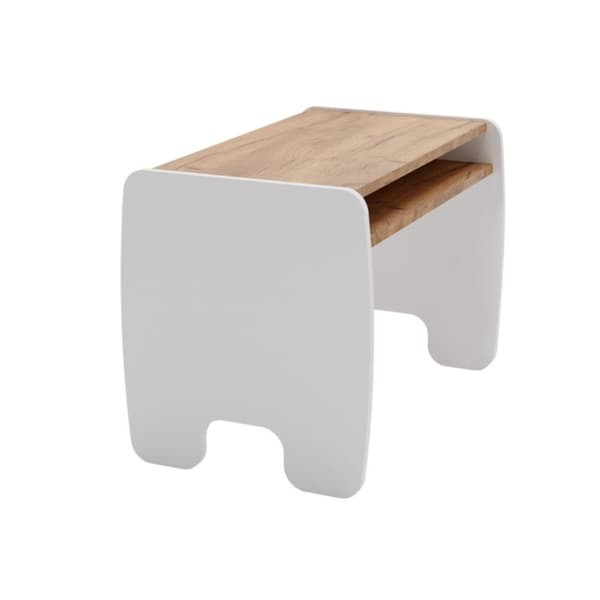 Barnbord + stolset - vit/ek hantverksguld färg