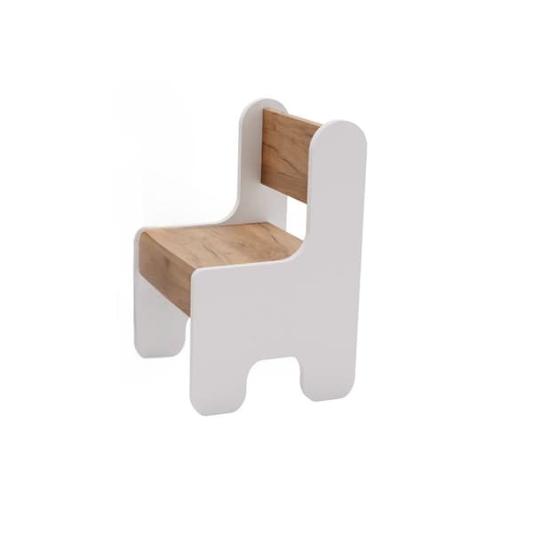 Barnbord + stolset - vit/ek hantverksguld färg