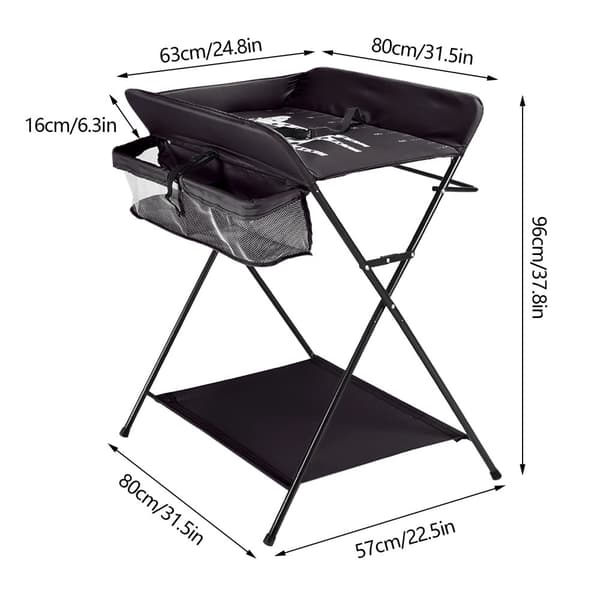 Babyskåp, Bekväm Höjd, Kompakt Fällbar Design,Svart