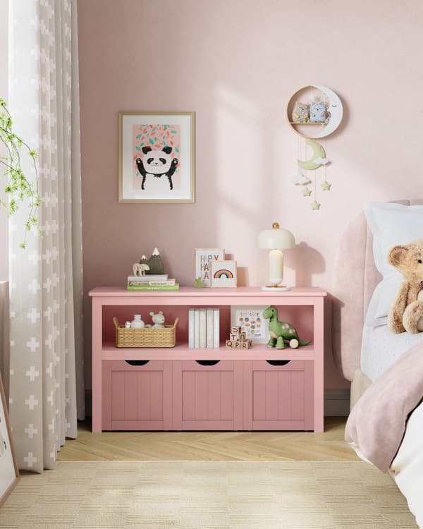 Lasten hylly, VASAGLE, 102x30x60 cm, pastellinpinkki