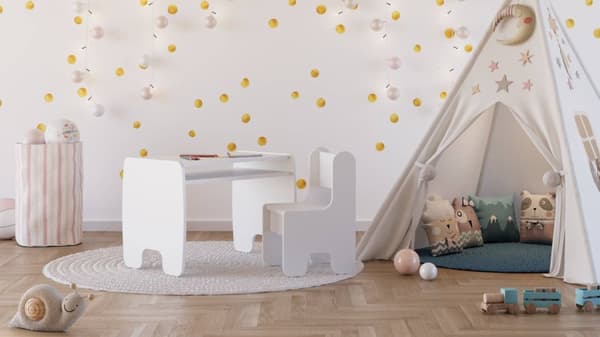 Barn Timi bord + stol vit