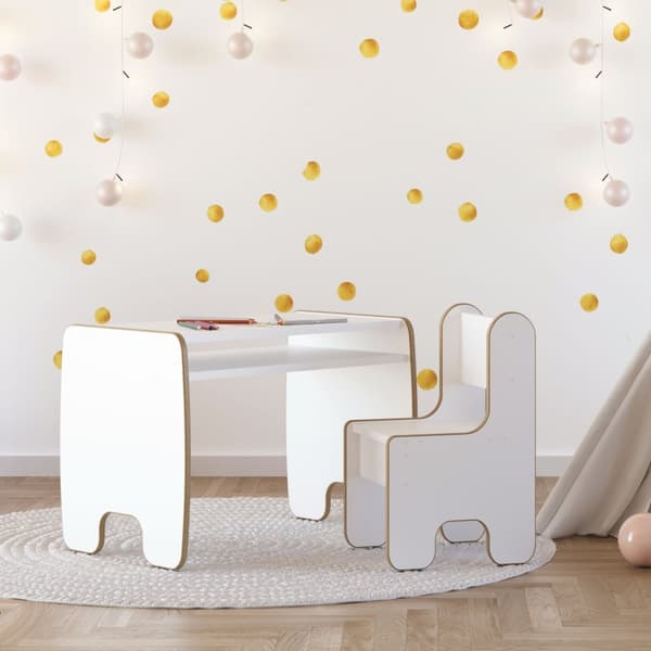 Barnbord Timi + stol MDF färg vit