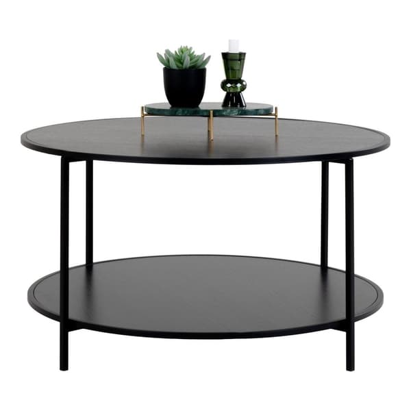 Soffbord, Vita, Ø80x45 cm, Svart