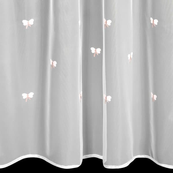 Färdig gardin med öljetter WENDY 140x250 Eurofirany vit med broderade rosetter