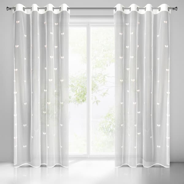 Färdig gardin med öljetter WENDY 140x250 Eurofirany vit med broderade rosetter