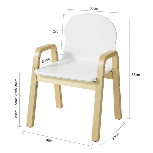Barnstol, KMB24-Wx2, Sittdjup 30 cm, Vit