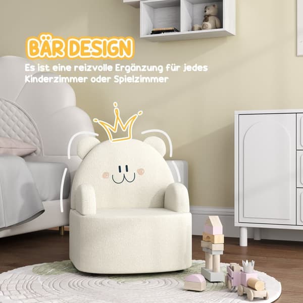 Lasten tuoli, Teddyfleece Karhun muotoinen, 52x48 cm, Beige