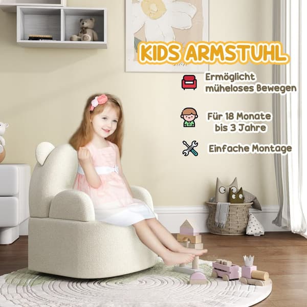 Barnstol, Teddyfleece, 52x48x59 cm, Beige