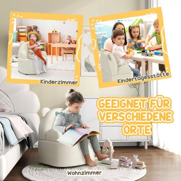 Lasten tuoli, Teddyfleece Karhun muotoinen, 52x48 cm, Beige