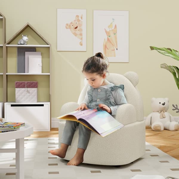 Lasten tuoli, Teddyfleece Karhun muotoinen, 52x48 cm, Beige