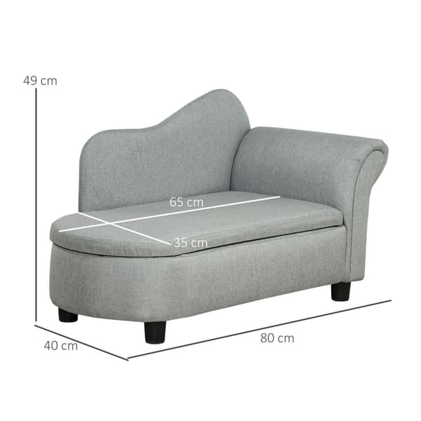 Børnesofa med Opbevaring, 80x40x49 cm, Lysegrå