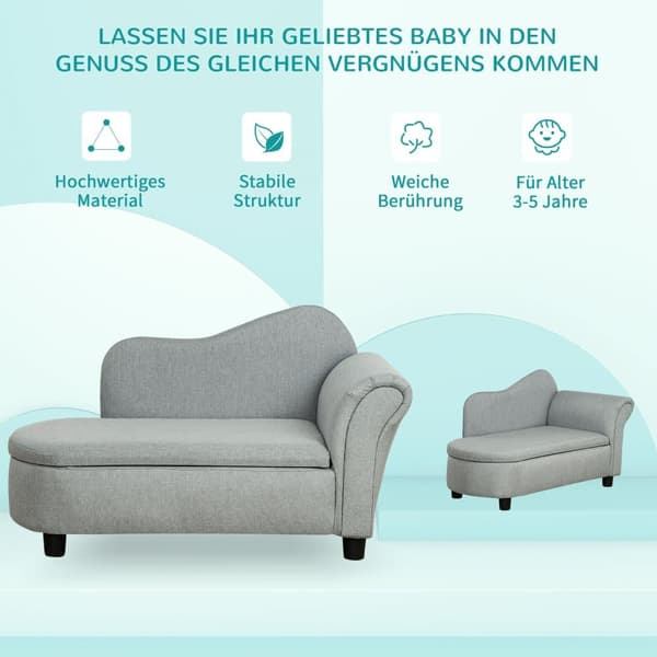 Børnesofa med Opbevaring, 80x40x49 cm, Lysegrå