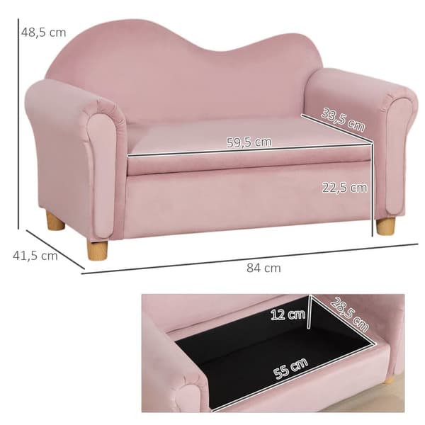 Børnesofa, 84x41.5x48.5 cm, Pink