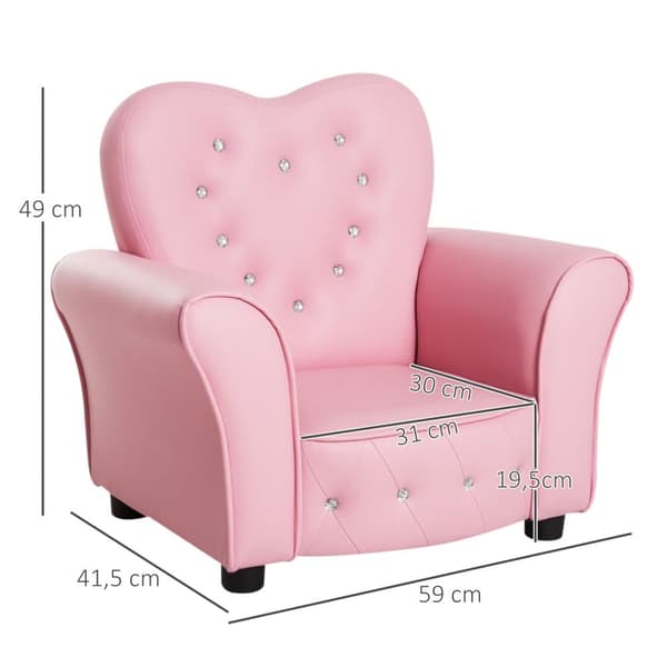 Barnsoffa, Princess, 59x41.5x49 cm, Rosa