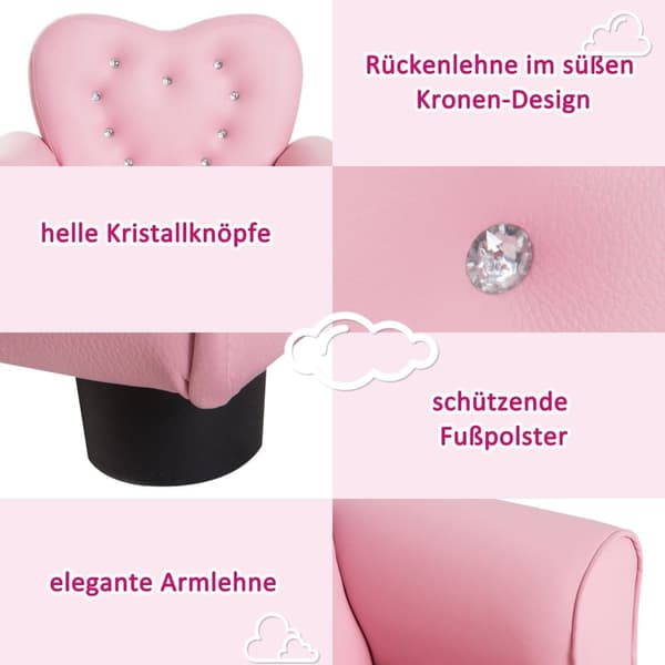 Barnsoffa, Princess, 59x41.5x49 cm, Rosa
