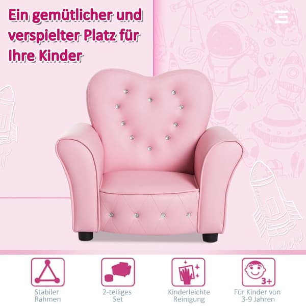 Barnsoffa, Princess, 59x41.5x49 cm, Rosa